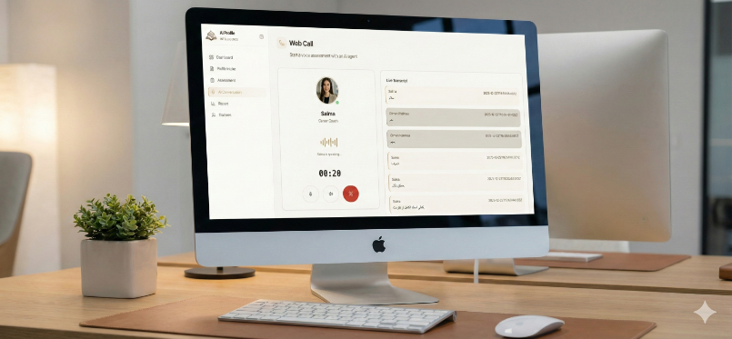 AI Voice & Video Agents demo slide: call routing and agent selection